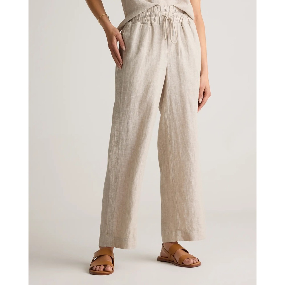 Quince 100% European Linen Wide Leg Pants Size M neutral tan beige driftwood